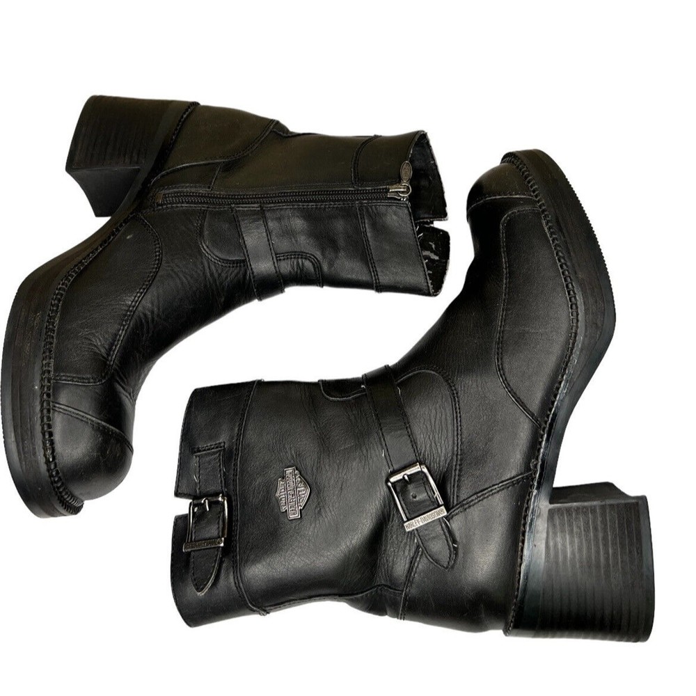 Harley‎ Davidson Double Buckle Side Zip Gypsy Black Boots 85303 Women's Size 10 - Picture 6 of 9